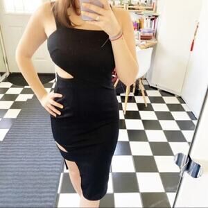 TOPSHOP black cutout side midi dress sz 4